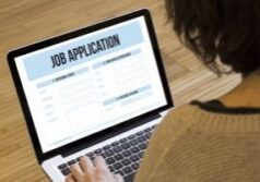 Laptop displaying job application form